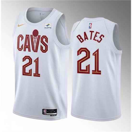 Men Cleveland Cavaliers 21 Emoni Bates White 2023 Draft Association Edition Stitched Jersey